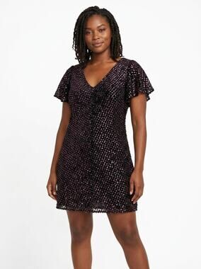 NWT Julie Brown Ramona Black A-Line Mini Ruffle Velvet Dress Women Size 6